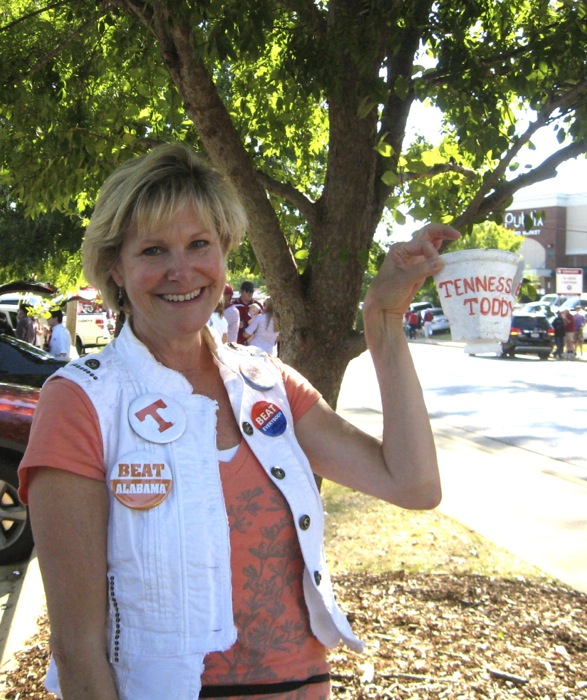 Kathy Miller Time with Tennessee button and Tennessee Toddy photo by Kathy Miller