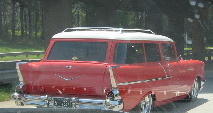 '57 Chevy station wagon red and white Georgia photo by Kathy Miller