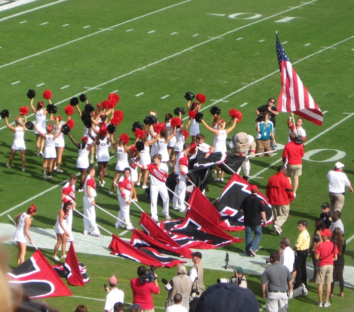 Georgia cheerleaders waiting for their team Florida Georgia game photo by Kathy Miller