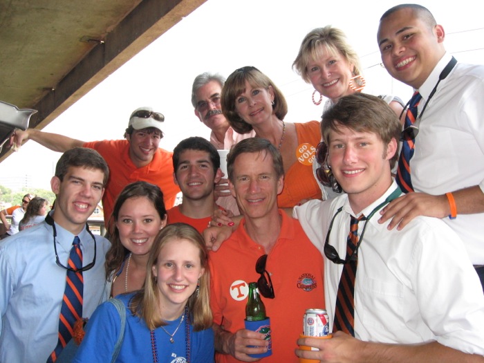 UT friends and Gator friends tailgate together in Knoxville on the Tennessee River photo by Kathy Miller