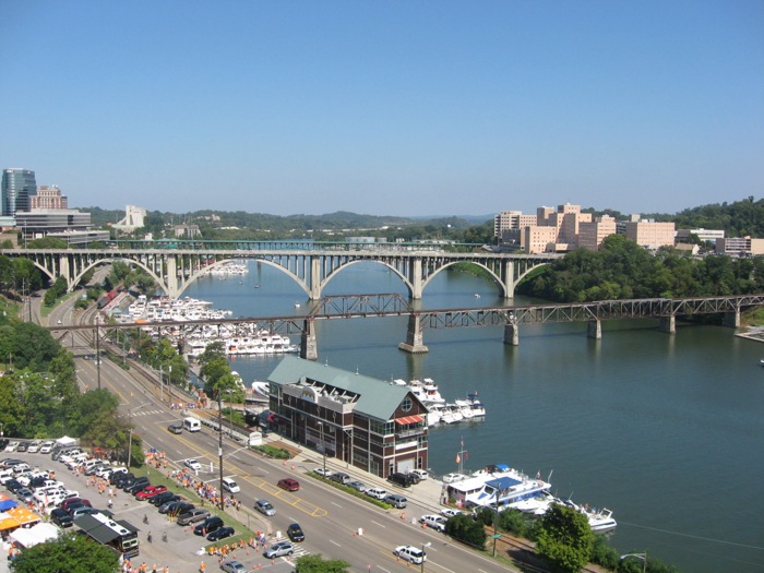 Tennessee River, Knoxville skyline, bridges photo by Kathy Miller