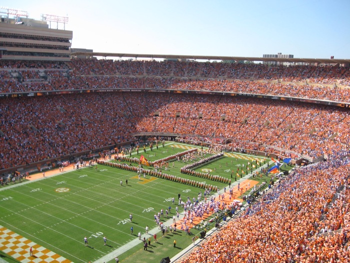 UT Checkerboard end zones Neyland Stadium photo by Kathy Miller