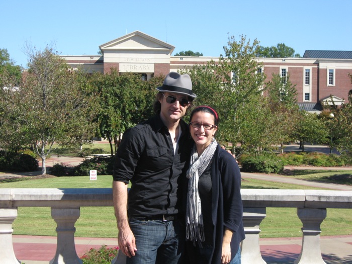 Ole Miss alums visiting for game outside Library photo by Kathy Miller