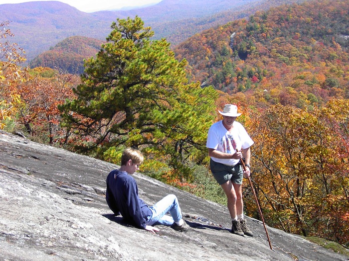 Climbing up the wrong way Chimney Top Mountain photo by Kathy Miller