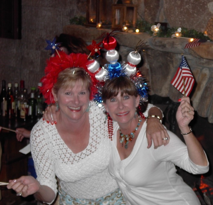 Kathy & Robin in 4th of July hats photo by Kathy Miller