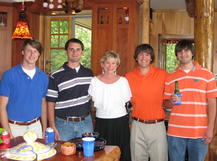 James with Sigma Nu brothers, Adam, Walker and Gavin with mom photo by Kathy Miller