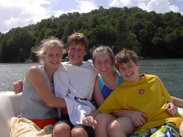 Lizzie, James, Jen and Dan fun on Lake Glenville photo by Kathy Miller