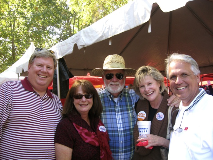 Ken Yarborough an avid Alabama fan, with Joanne, Hank and Kathy The Grove Alabama and Ole Miss game photo by Kathy Miller