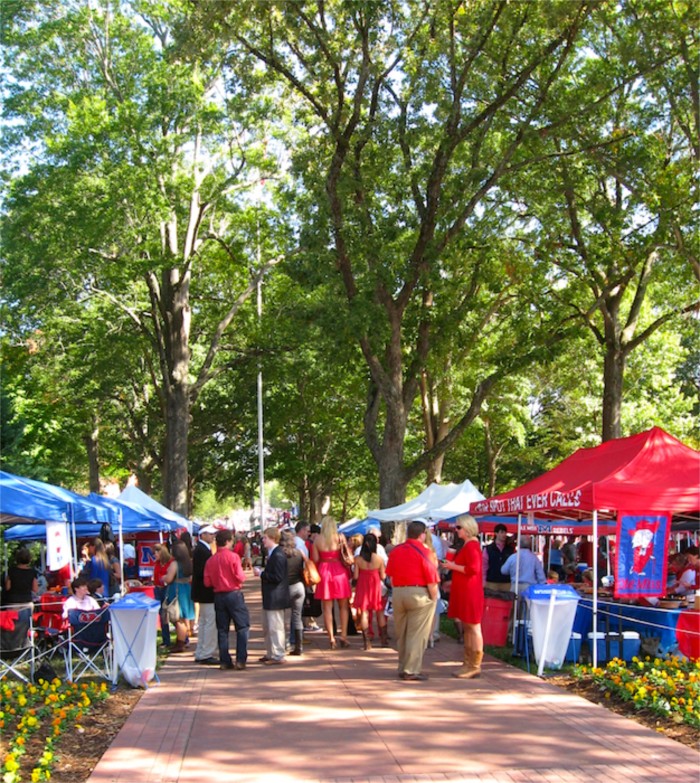 Ole Miss sea of tents tailgating in The Grove photo by Kathy Miller