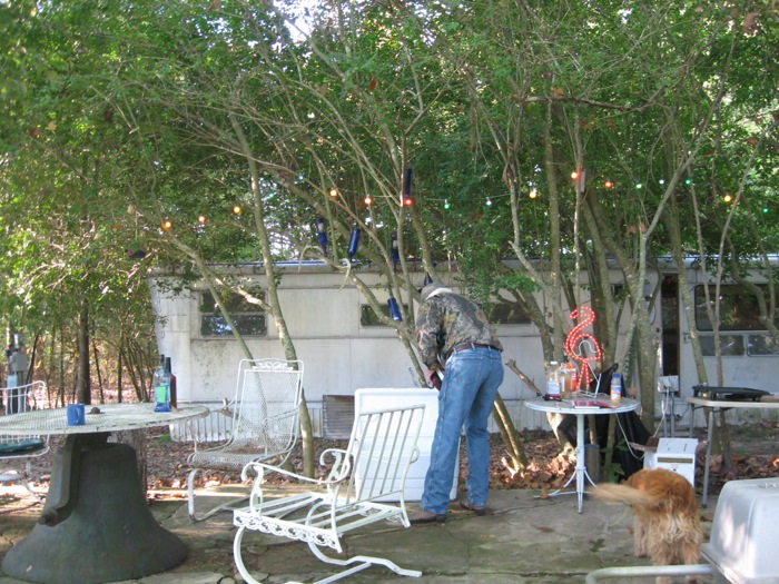 Sycamore Plaza Ballroom Hank's quarterwide trailer with patio flamingo neon light photo by Kathy Miller