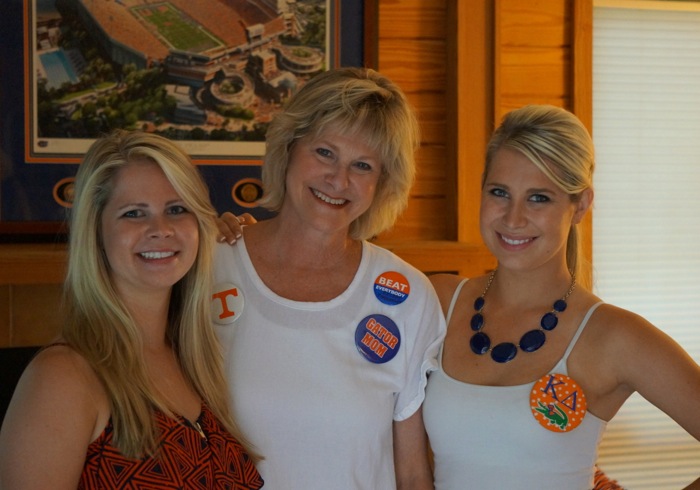 Hannah Bea & Kelly Ann with Aunt Kathy tailgating at Pops' Place photo by Kathy Miller