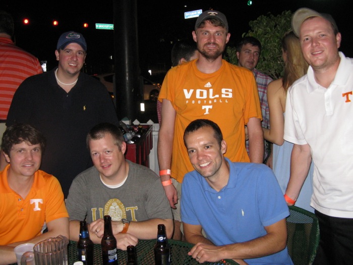 Tennessee fans with their Gator buddy at The Swamp on Friday night photo by Kathy Miller