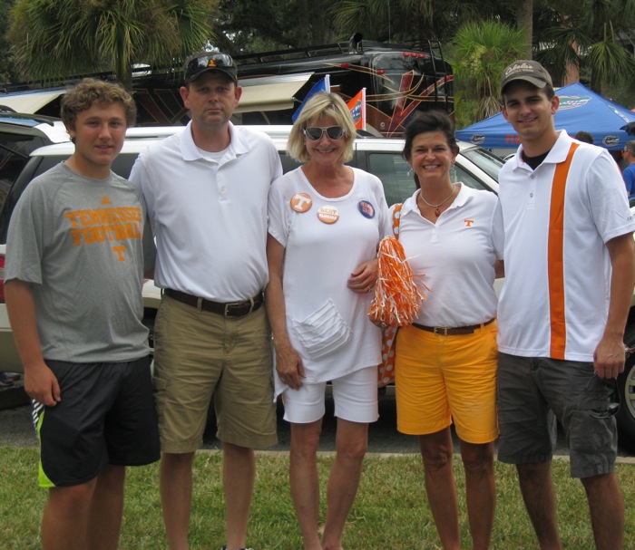 Kathy with visiting Tennessee fans photo by Kathy Miller