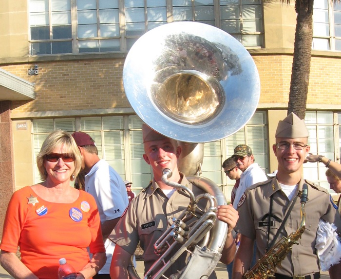 Kathy & The Tuba Player Texas A&M photo by Kathy Miller