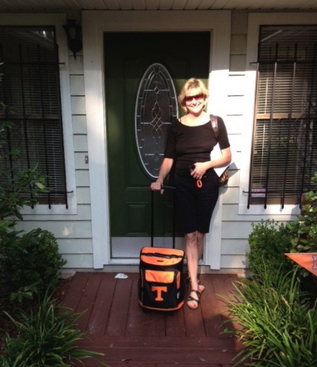 Kathy & her Big Orange, Tennessee rolling cooler photo by Kathy Miller