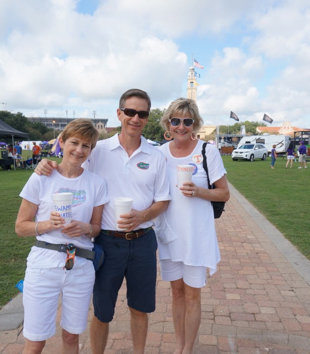 Clara, Dave and Kathy LSU Parade Ground & Memorial Tower photo by Kathy Miller