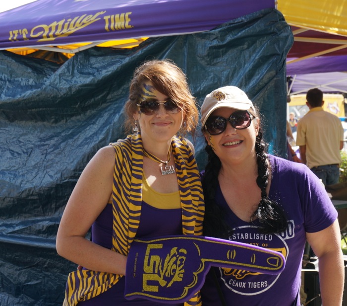 Tiffany & Michelle underneath the Miller Time banner photo by Kathy Miller