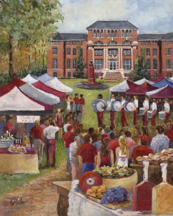 Tailgating At The Junction, Mississippi State, Starkville, MS painting by Kathy Miller