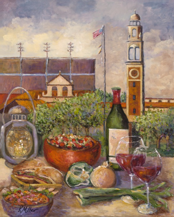 Tailgating on the Bayou and at Tiger Stadium painting by Kathy Miller