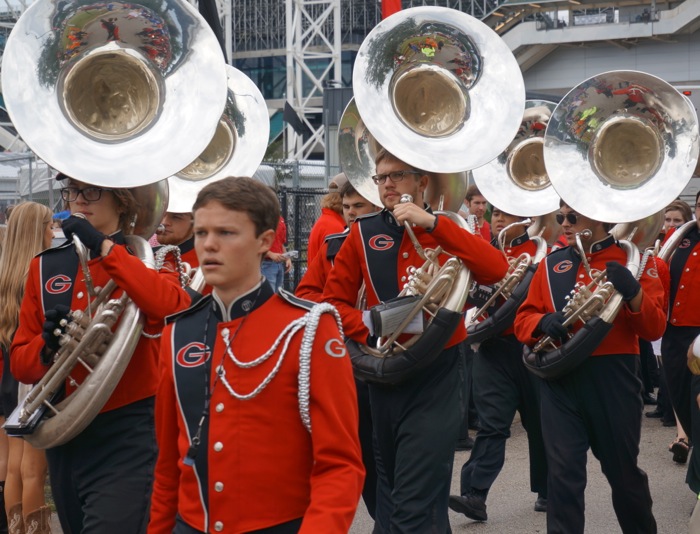 Georgia Redcoat Marching Band Tuba players photo by Kathy Miller