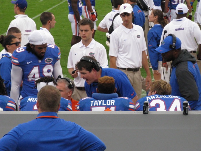 Muschamp trying to inspire his players photo by Kathy Miller