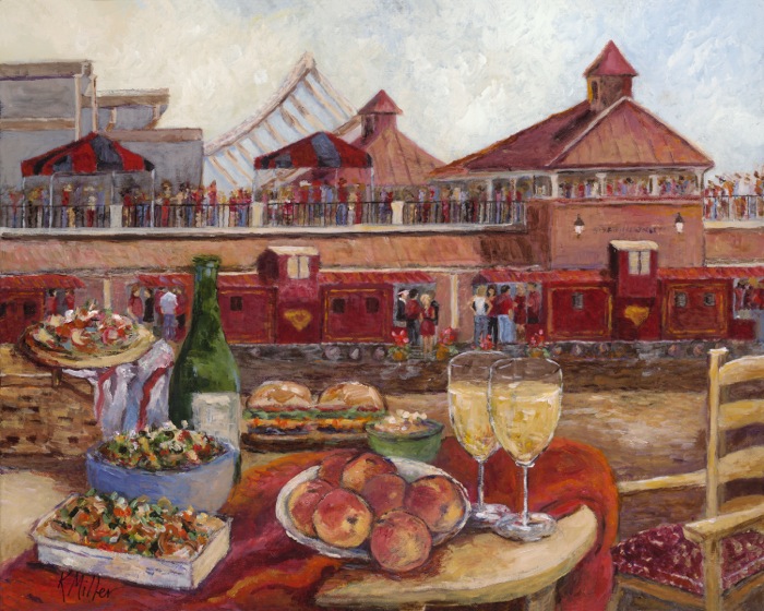 "Tailgating On The Cockaboose Railroad" painting by Kathy Miller