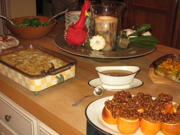 Turkey, potato stuffing and swee potato cups photo by Kathy Miller