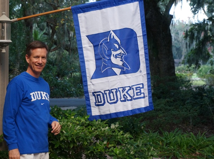 Dave and his Duke flag Amelia Island photo by Kathy Miller