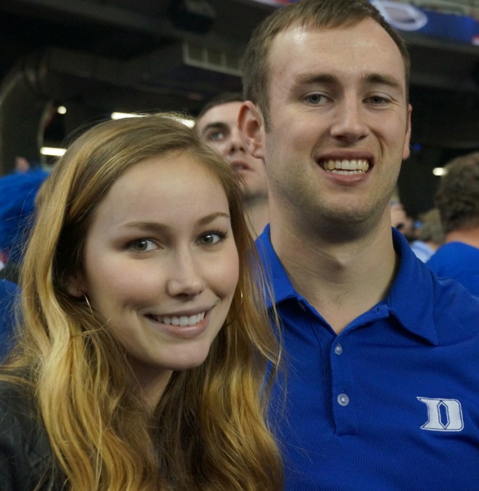 Alex and Molly at Halftime Duke Texas A&M game photo by Kathy Miller