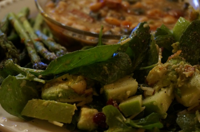 Spring Mix Salad with Cranberries, Almonds, & Granny Smith  Apples photo by Kathy Miller