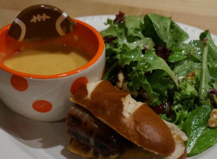 Beer Brats with Warm Beer and Cheese Dipping Sauce photo by Kathy Miller