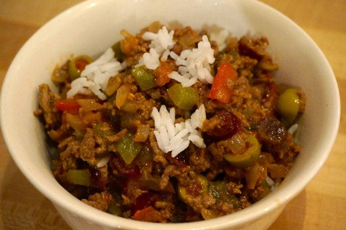 Louisianan Picadillo with rice photo by Kathy Miller