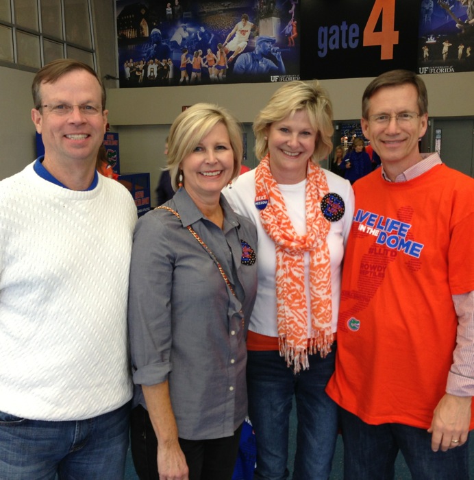 Joe & Lucy Hawkins, Kathy & Dave Miller at Gator Basketball Game photo by Kathy Miller