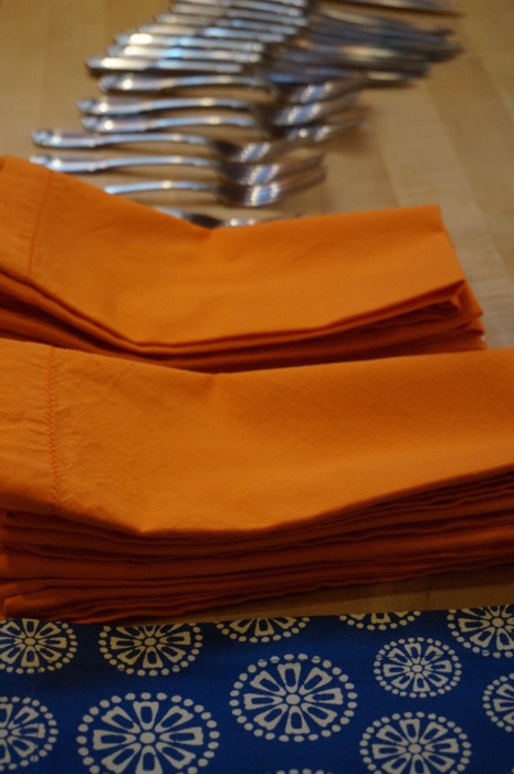 Orange and Blue napkins photo by Kathy Miller