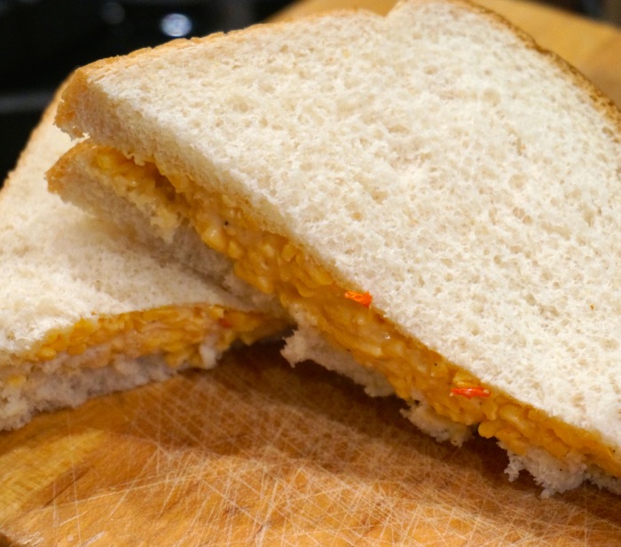 Pimento Cheese Sandwich on white bread a must at the Masters photo by Kathy Miller