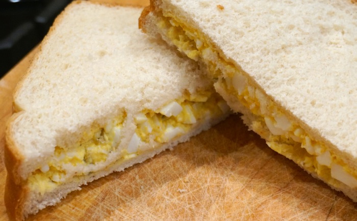 Egg Salad Sandwich on white bread in honor of The Masters photo by Kathy Miller