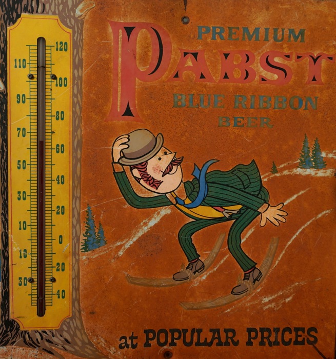Pabst Blue Ribbon Beer antique thermometer photo by Kathy Miller