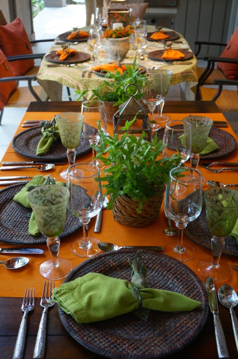 Table set for dinner at Kathy and Dave's with Francesco the Singing Chef photo by Kathy Miller