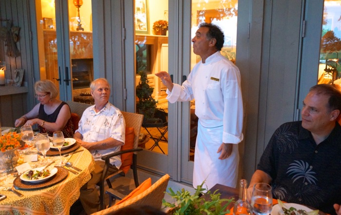 Francesco singing before the salad course photo by Kathy Miller