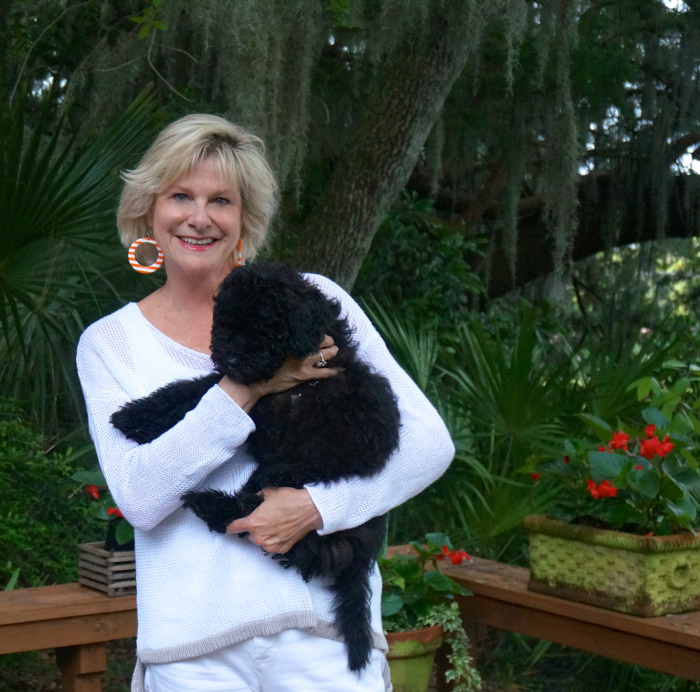 Kathy and Sheldon our mini whoodle puppy photo by Kathy Miller