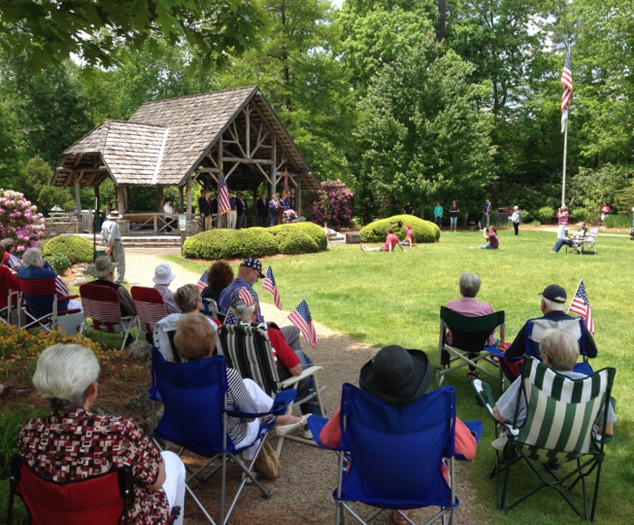Cashiers Veteans Memorial service on the Cashiers Village Green, photo by Clara Miller