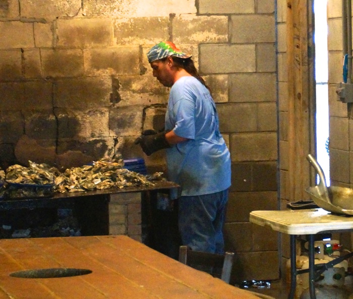 Oyster Man at Bowen's Island Restaurant photo by Kathy Miller