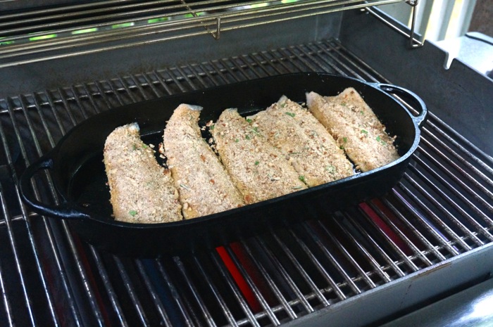 My father's old cast iron pan on the grill photo by Kathy Miller