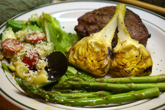 Grilled Filet Mignon with Grilled Artichoke Hearts photo by Kathy Miller