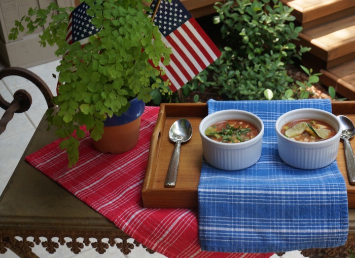 Gazpacho with corn and avocado photo by Kathy Miller