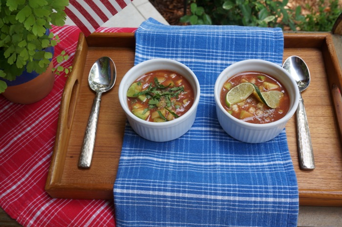 Chilled Gazpacho with Avocado and White Corn photo by Kathy Miller