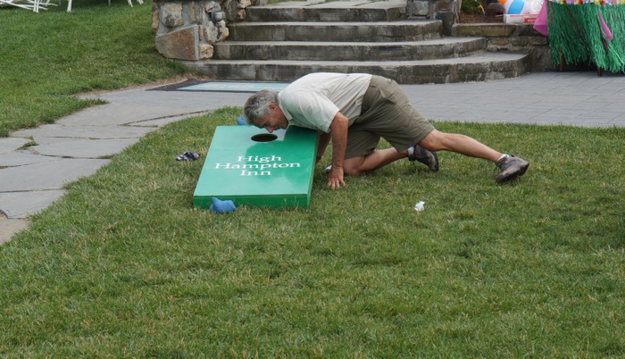 Dan almost gets it corn hole photo by Kathy Miller