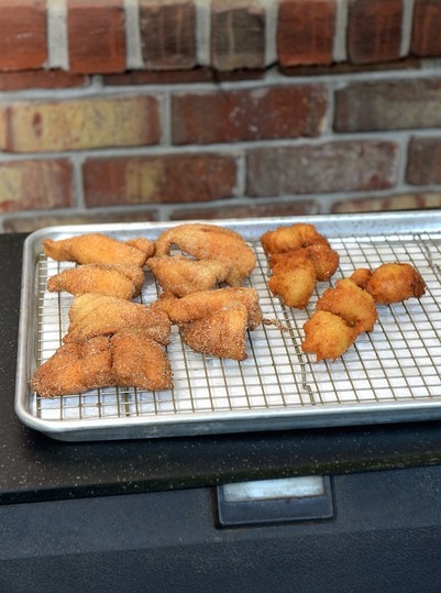 Fried Catfish and Hushpuppies draining of grate photo by Joy McCabe