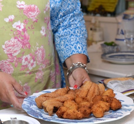 Fried catfish and Hushpuppies on a serving platter photo by Joy McCabe