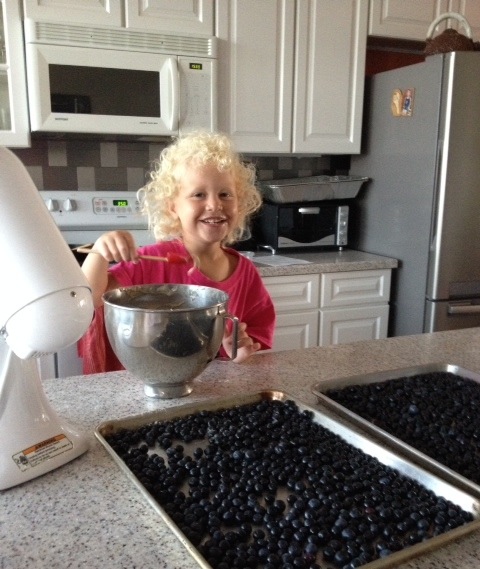 Sophie making Blueberry Muffins photo by Merle